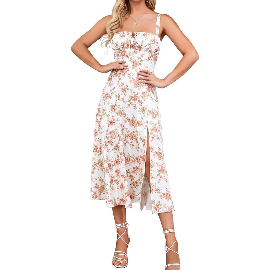 Women Going Out A Line Casual Sundress Floral Midi Corset Dress